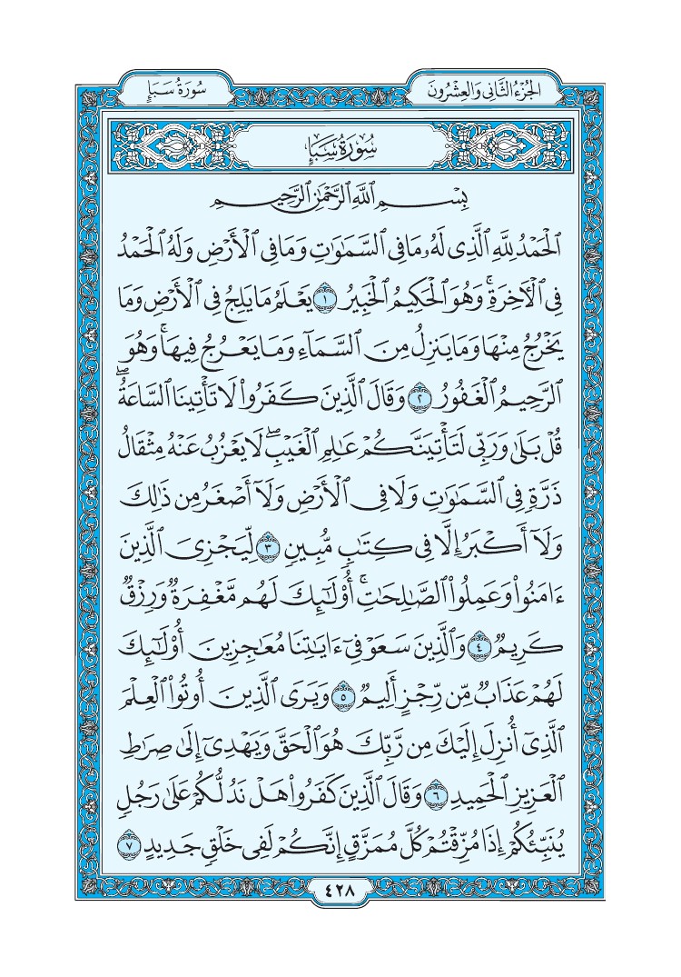 تفسير سورة سبأ الصفحة 428 من القرآن الكريم