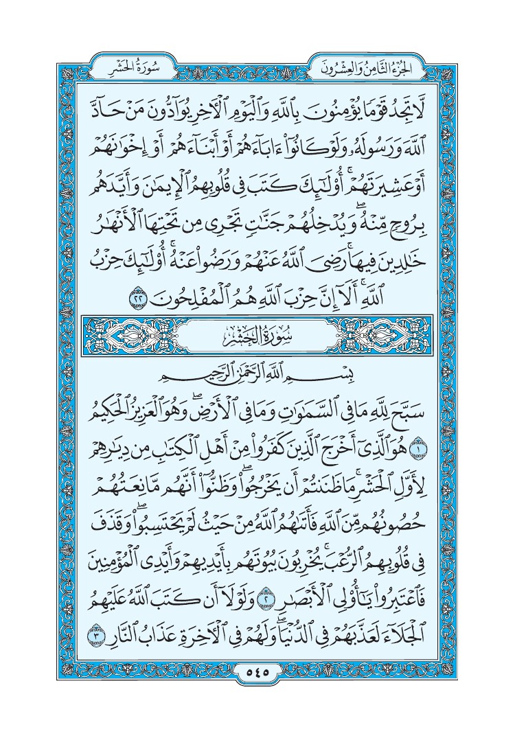 تفسير سورة الحشر الصفحة 545 من القرآن الكريم