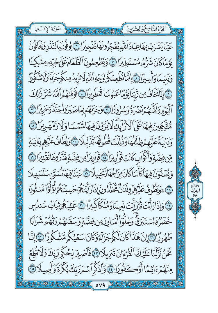 تفسير سورة الإنسان الصفحة 579 من القرآن الكريم