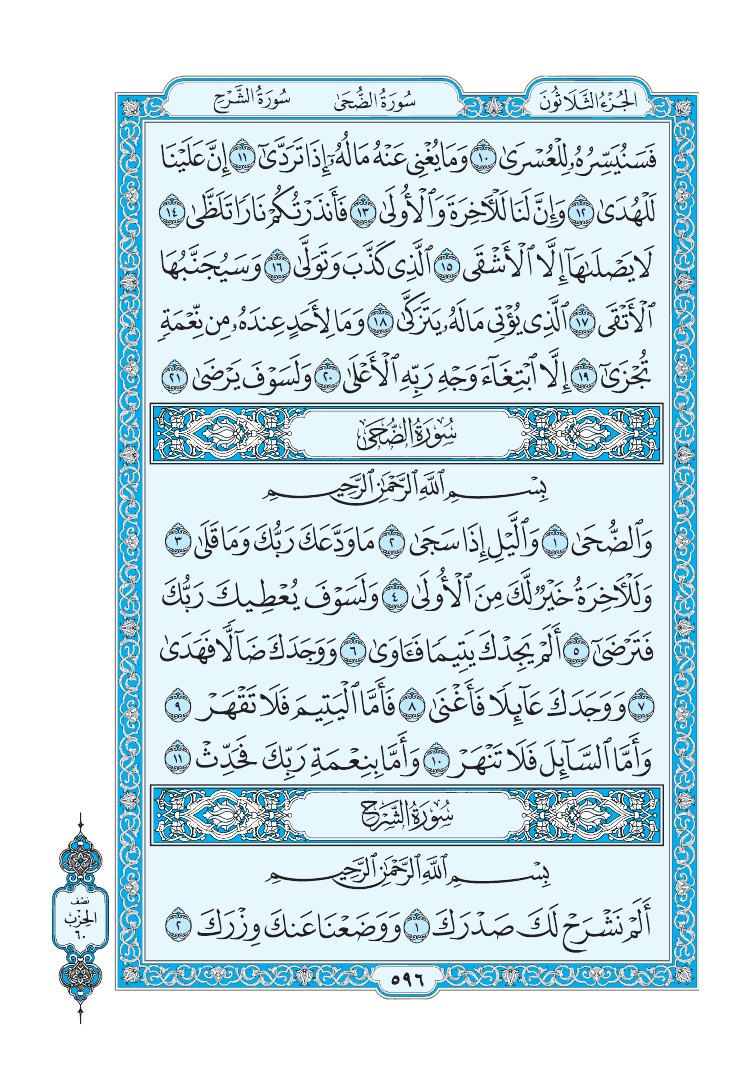 تفسير سورة الشرح الصفحة 596 من القرآن الكريم